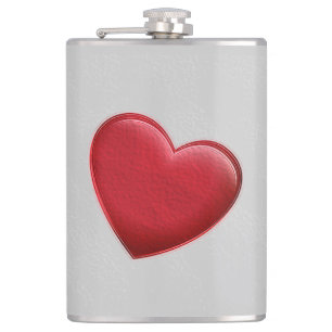 Red Heart Grey Trendy Love Wedding Hip Flask