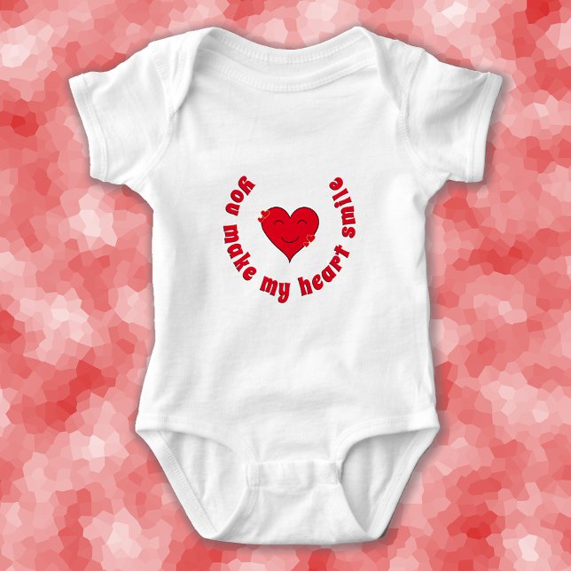 Red heart happiness quote baby bodysuit (Creator Uploaded)