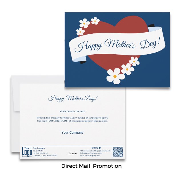 Red Heart Happy Mother's Day Banner Voucher Holiday Card (Red Heart Happy Mother's Day Banner Voucher Holiday Card)