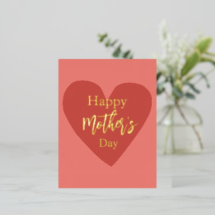 Red Heart Happy Mother's Day Foil Holiday Postcard