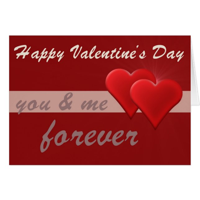 Red Heart Happy Valentine Day You & Me Forever (Front Horizontal)