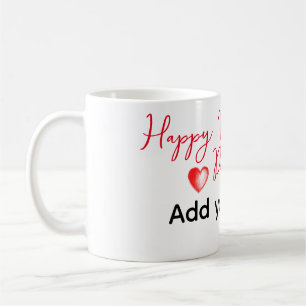 Red heart happy valentines day add name text custo coffee mug