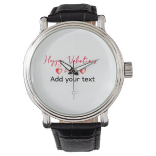 Red heart happy valentines day add name text custo watch