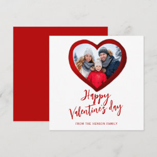 Red Heart Happy Valentine's Day Family Photo Holiday Card