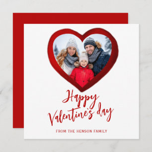 Red Heart Happy Valentine's Day Family Photo Holiday Card