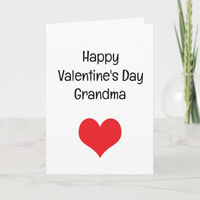 Red Heart Happy Valentine's Day Grandma Card (Front)