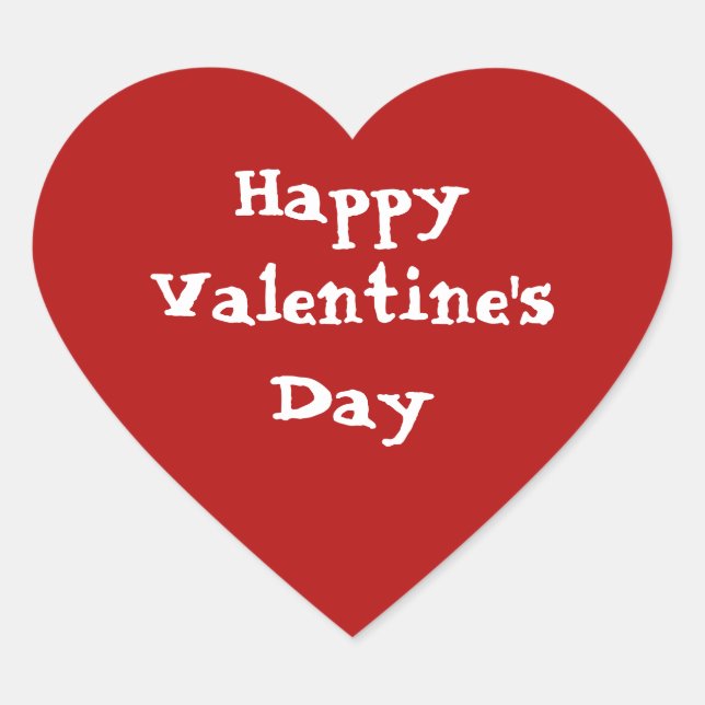 Red Heart ''Happy Valentine's Day,  Heart Sticker (Front)