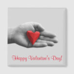 Red heart - Happy valentine's day! Magnet<br><div class="desc">Happy Valentine's Day!!!  A red heart with an open palm,  which depicts the love and openness!!!</div>