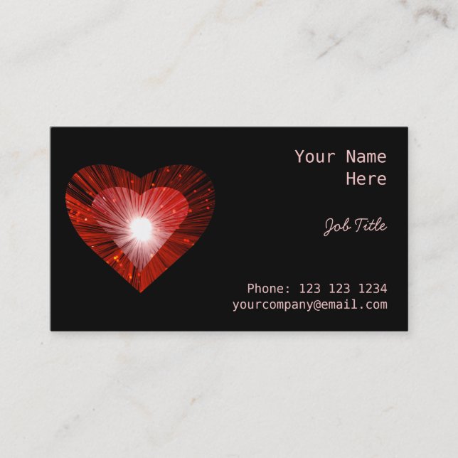 Red Heart 'heart' business card side black (Front)