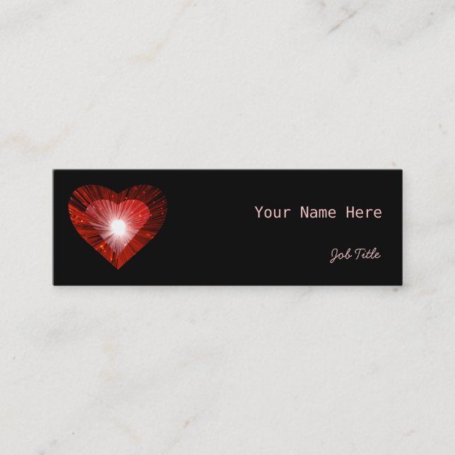 Red Heart 'heart' business card side black skinny (Front)