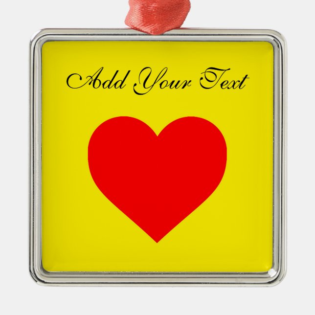 Red Heart Heat Personalised Metal Ornament (Front)