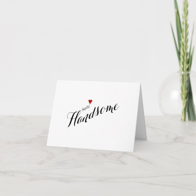 Red Heart Hello Handsome Wedding Card (Front)