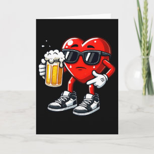 Red Heart Holding Beer Mug Funny Valentine's Day C Card