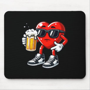 Red Heart Holding Beer Mug Funny Valentine's Day C Mouse Pad