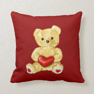 Red Heart Hypnotising Cute Teddy Bear Cushion