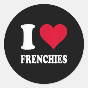 Red Heart I Love Frenchies Classic Round Sticker