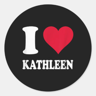 Red Heart I Love Kathleen  Classic Round Sticker