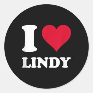 Red Heart I Love Lindy Classic Round Sticker