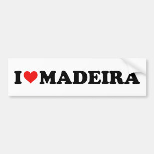 Red Heart I Love Madeira Car Bumper Sticker