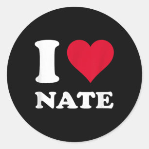 Red Heart I Love Nate Classic Round Sticker