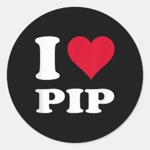 Red Heart I Love Pip Classic Round Sticker