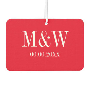 Red heart just married wedding car air freshener