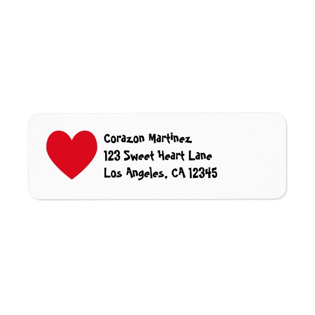 Red Heart Label Return Address Label (Front)