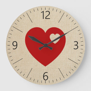 Red heart large clock