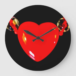 Red Heart Large Clock
