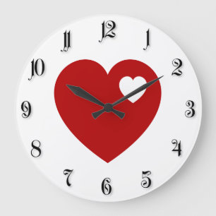 Red heart large clock