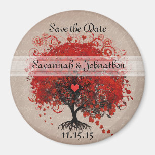 Red Heart Leaf Tree Save the Date Magnets