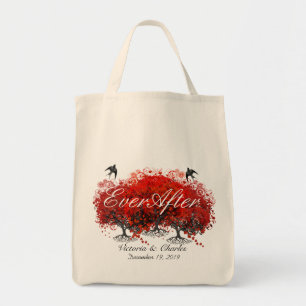 Red Heart Leaf Tree Tote Bag