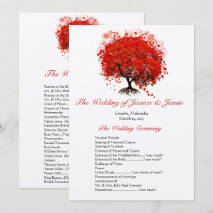 Red Heart Leaf Tree Wedding Program