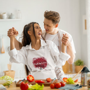 Red Heart Leaf Tree Wedding  Standard Apron