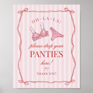 Red Heart Lingerie Bachelorette Panties Please Poster
