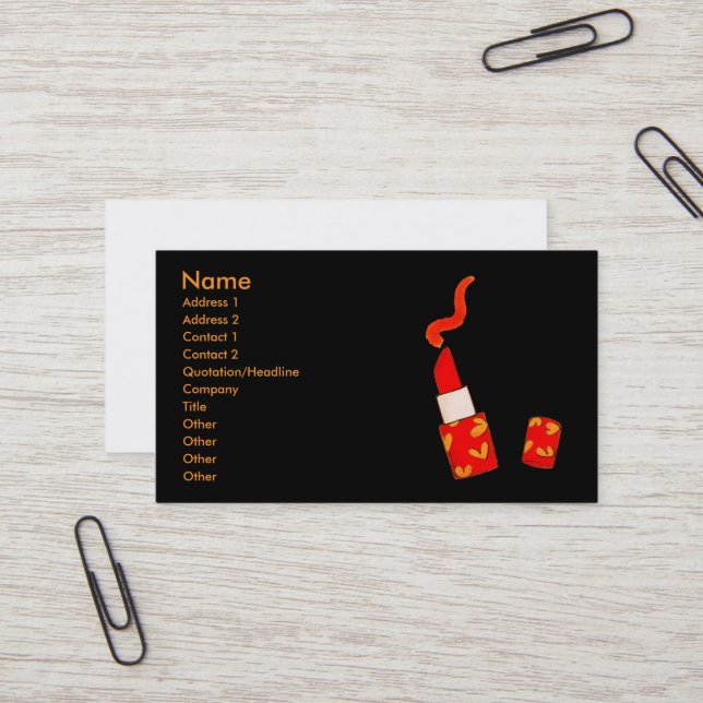 Red Heart Lipstick Pop Art Design Business Card (Front/Back In Situ)