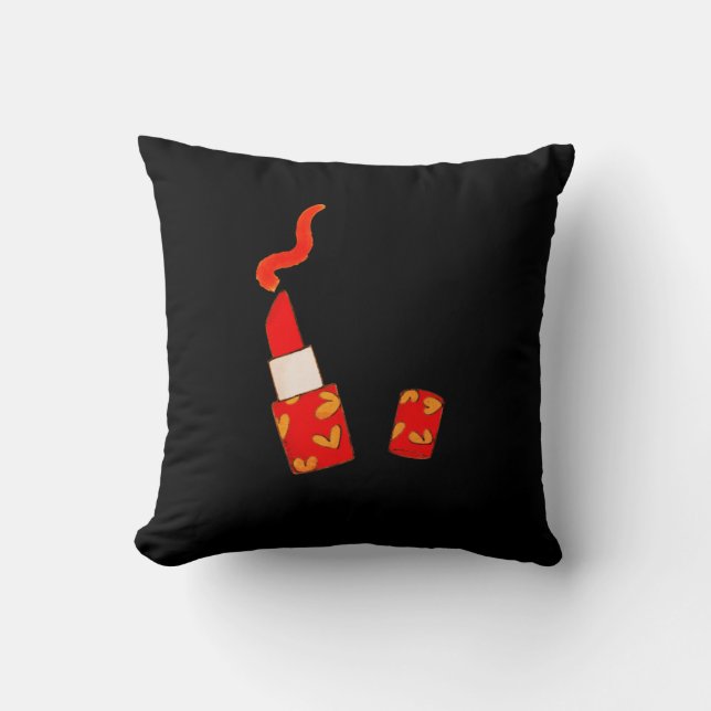 Red Heart Lipstick Pop Art Design Cushion (Front)