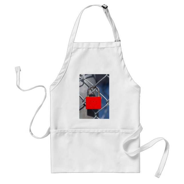 Red heart lock on fence standard apron (Front)