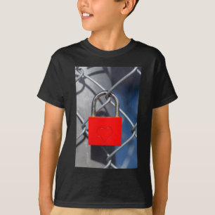 Red heart lock on fence T-Shirt