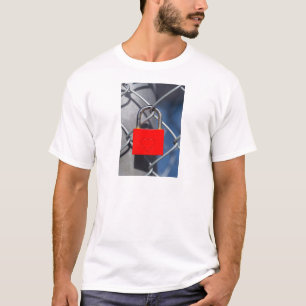 Red heart lock on fence T-Shirt