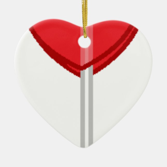 red heart lollipop ceramic ornament (Front)