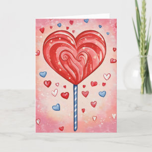Red Heart Lollipop Holiday Card