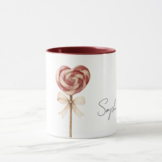 Red Heart Lollipop Sucker Mug (Center)