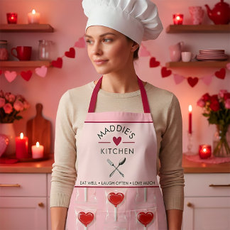 Red Heart Lollipop – Valentine Candy Illustration Apron