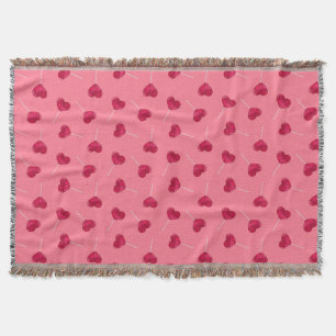Red Heart lollipops and pattern on warm red Throw Blanket