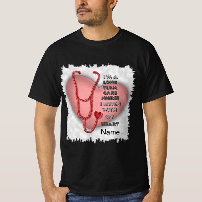 Red Heart Long Term Care Nurse T-Shirt (Front)