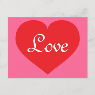Red heart LOVE and pink Postcard