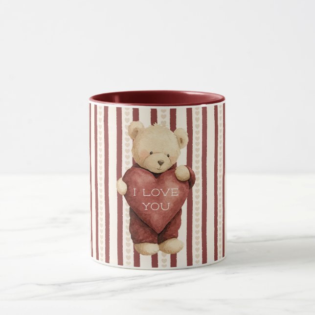 Red Heart Love Bear Mug (Center)