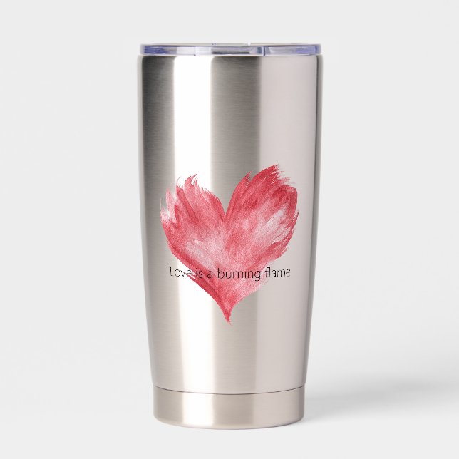 Red Heart Love Burning Flame Insulated Tumbler (Front)