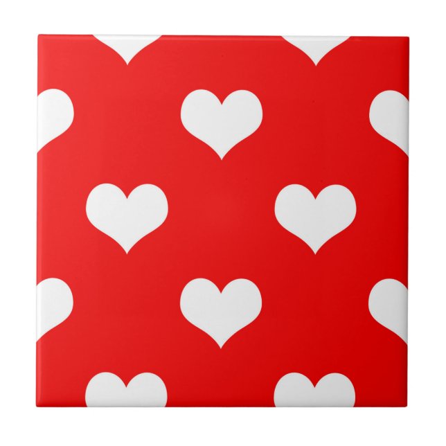 Red Heart Love Design  Ceramic Tile (Front)